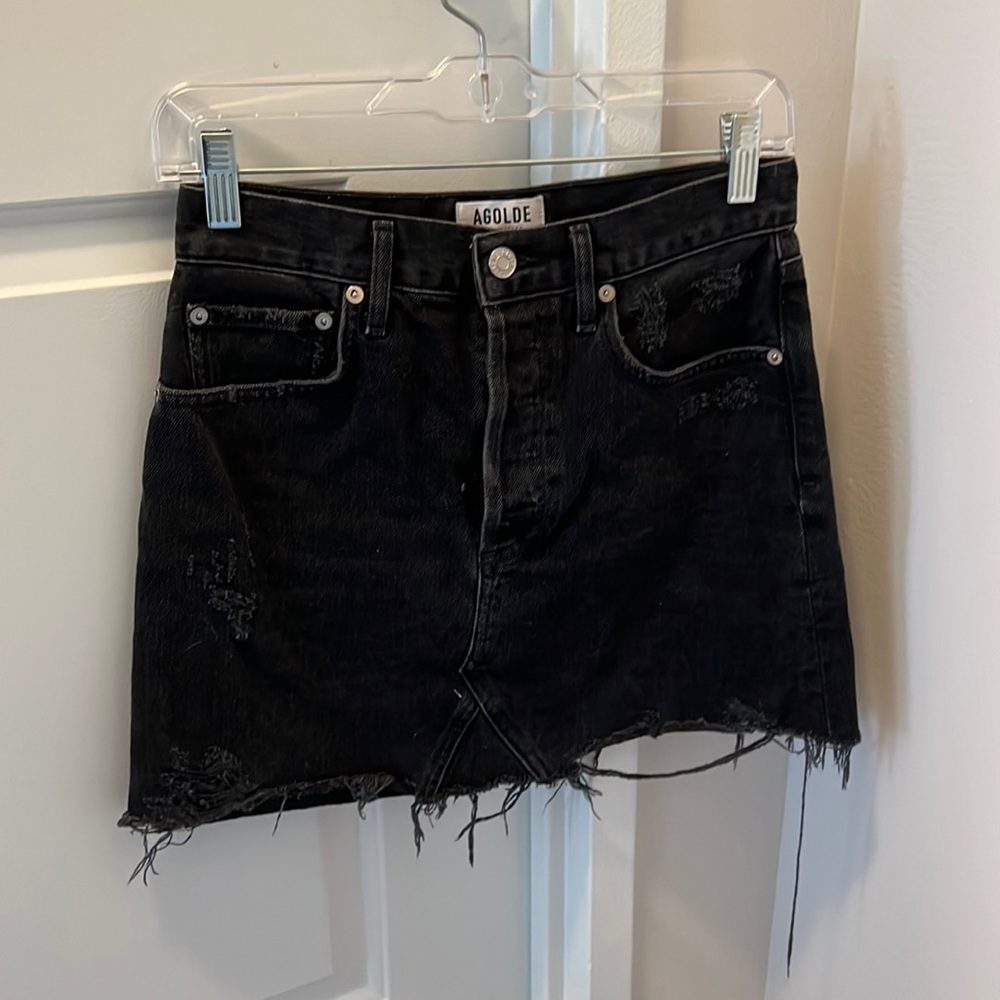 AGOLDE Black Jean Skirt